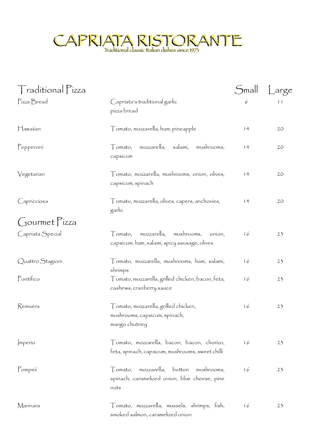 Carta de Capriata Ristorante