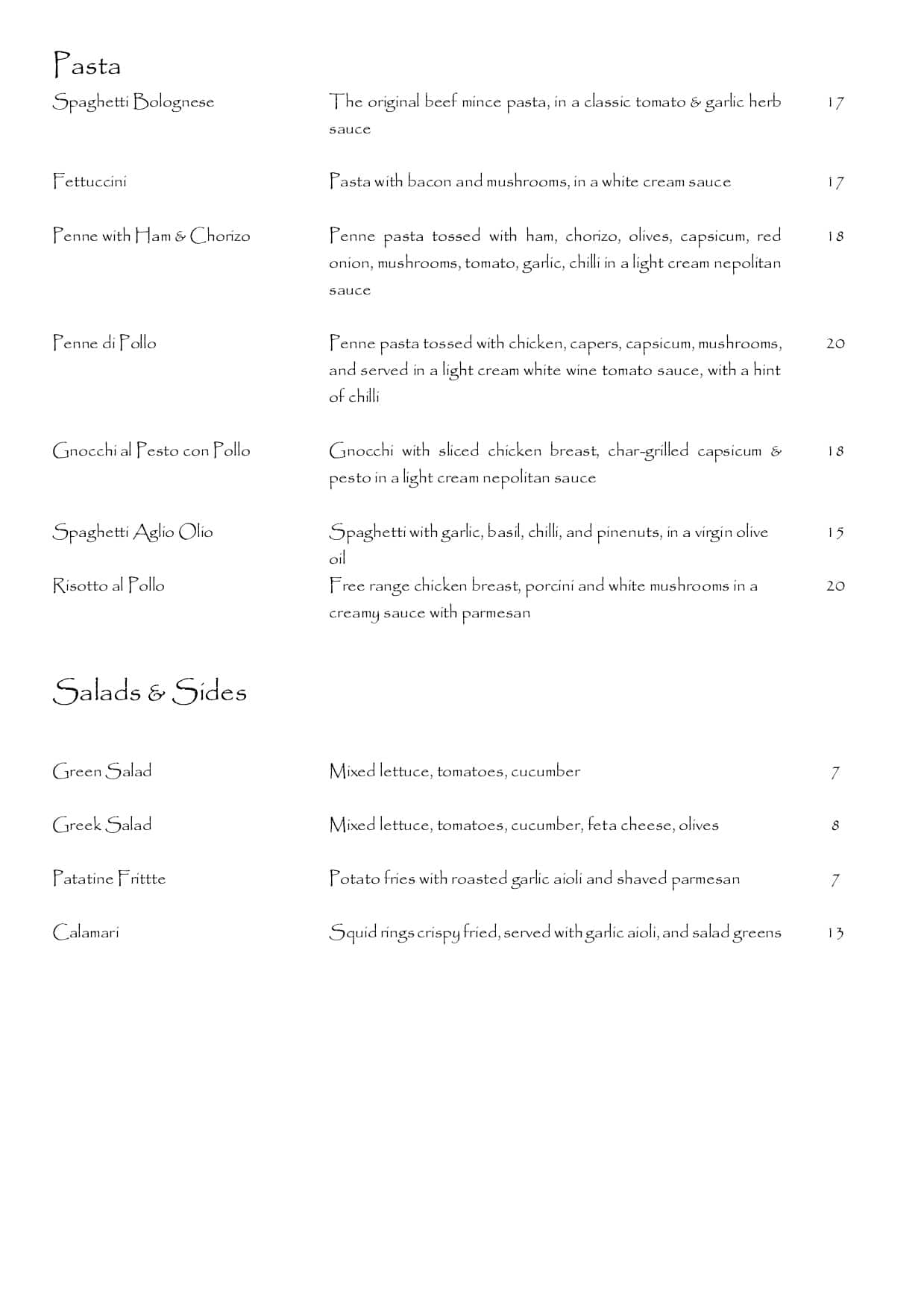 Carta de Capriata Ristorante