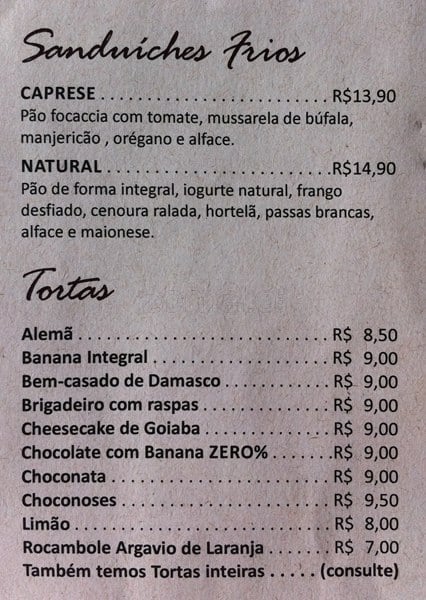 Otto Café cardápio