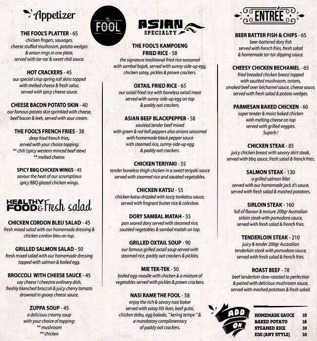 The Fool Serpong Menu