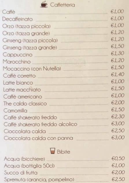 Menu di Briciole & Caffè 
