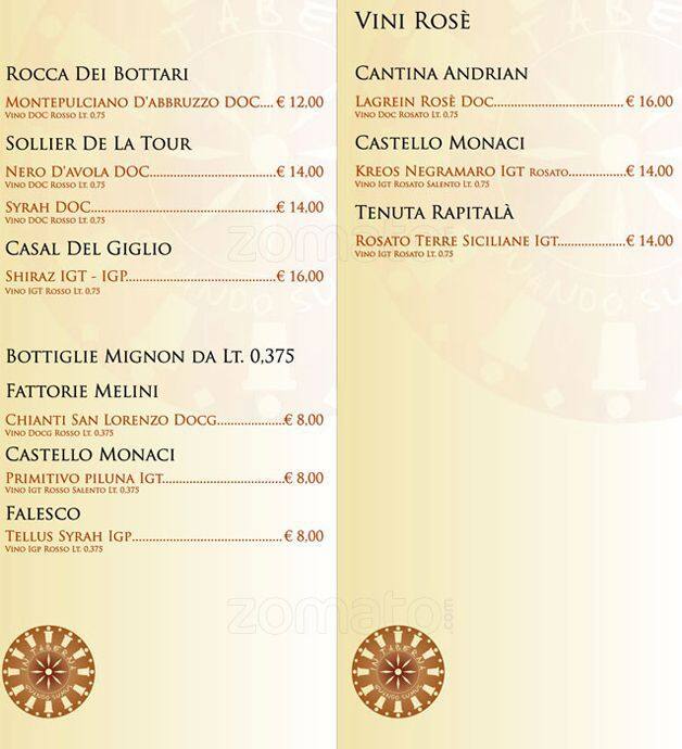 Menu di In Taberna Quando Sumus 