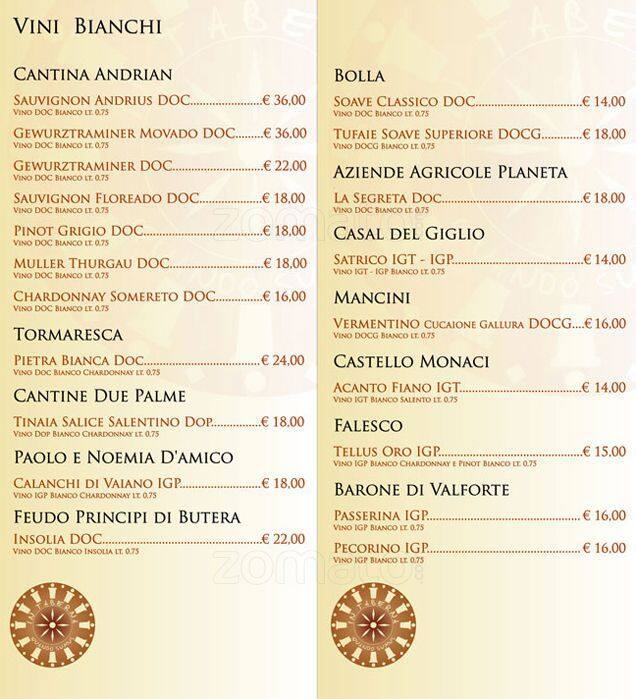 Menu di In Taberna Quando Sumus 