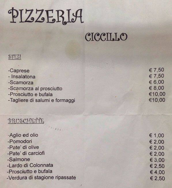 Menu di Pizzeria da ciccillo Roma 