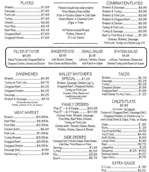 Barbecue Station Menu, Menu for Barbecue Station, Alamo Heights, San