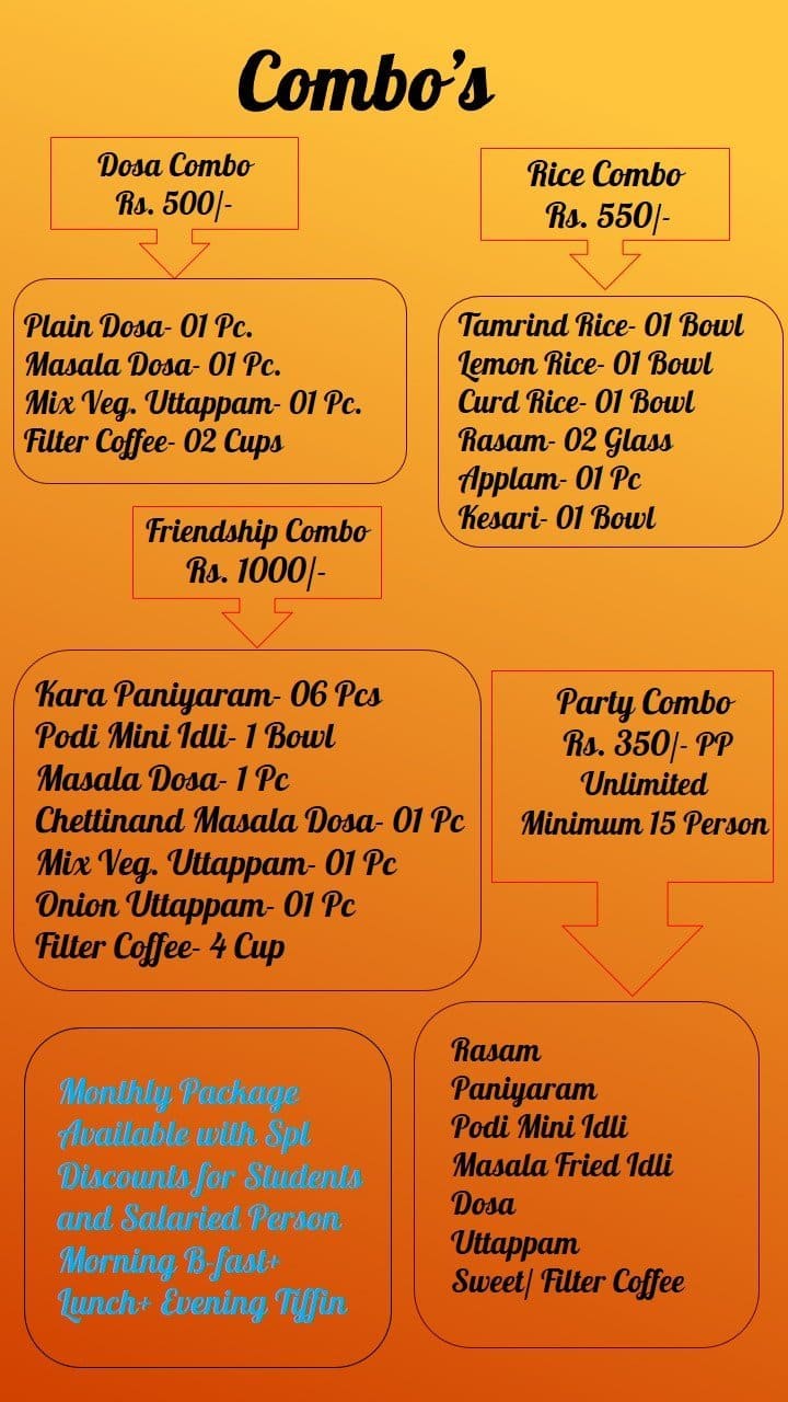 Menu at Tamil Pasanga Cafe, Ahmedabad, Amrapali Lakeview Tower