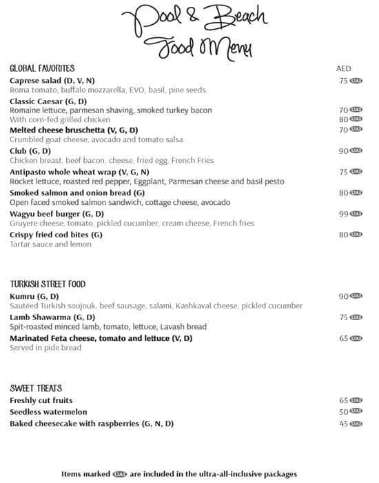 Highlights Pool Bar Rixos The Palm Dubai Menu Zomato