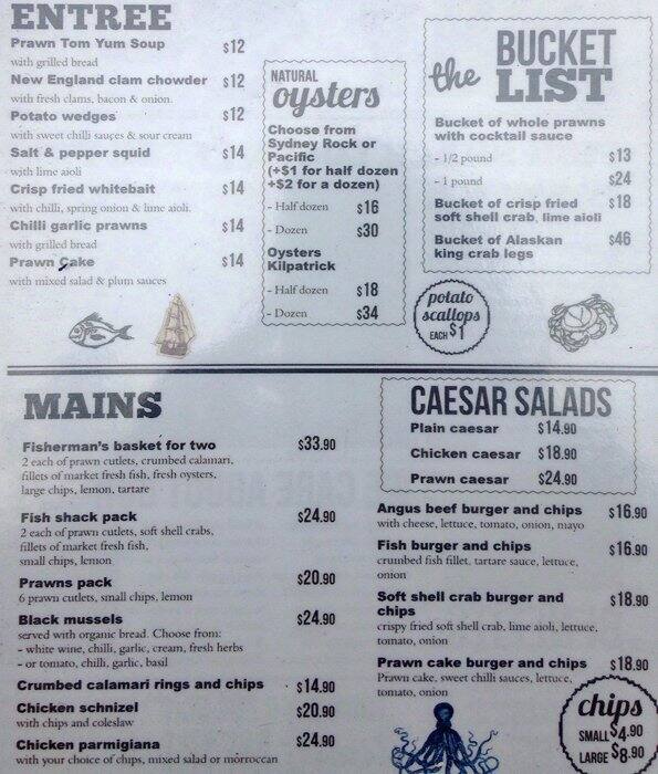 Fish Shack Menu, Menu for Fish Shack, Manly, Sydney Urbanspoon/Zomato