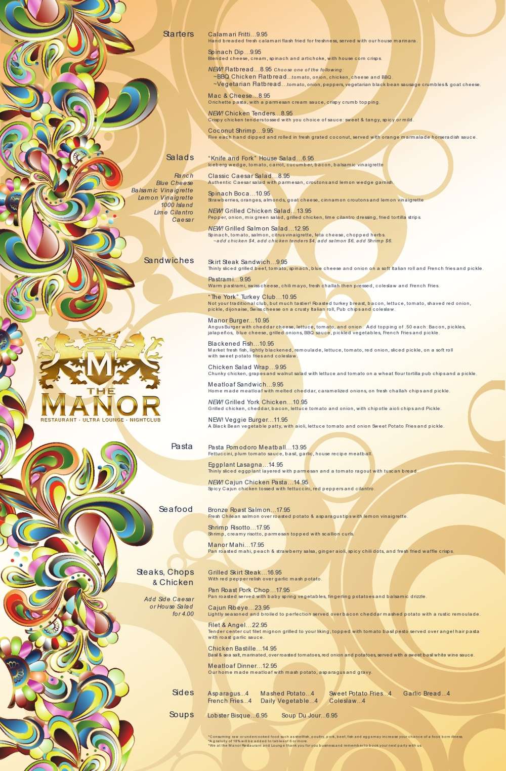 The Manor Menu, Menu for The Manor, Oakland Park/Wilton Manors, Miami ...