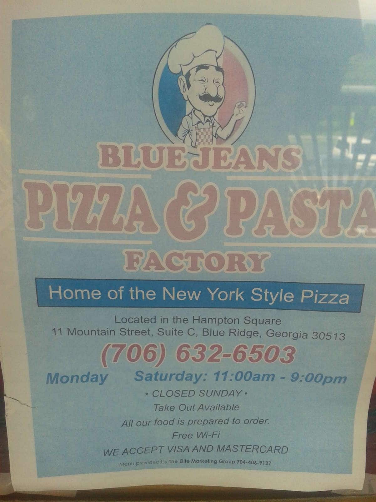 Blue Jean Pizza Pasta Menu Menu For Blue Jean Pizza Pasta Blue Ridge Blue Ridge