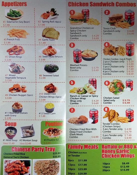 Chicken Tender Menu, Menu for Chicken Tender, North York, Toronto