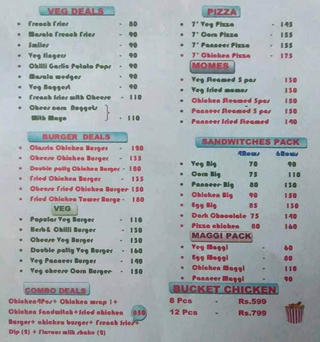 Menu of Star Queen Burger, GST Road, Chennai