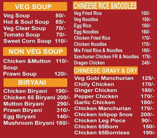 Menu Of GSR Dharbar Biryani, Medavakkam, Chennai