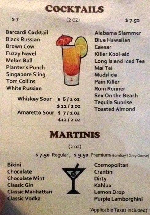 Beer Station menu
