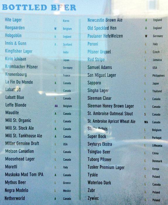 Beer Station menu
