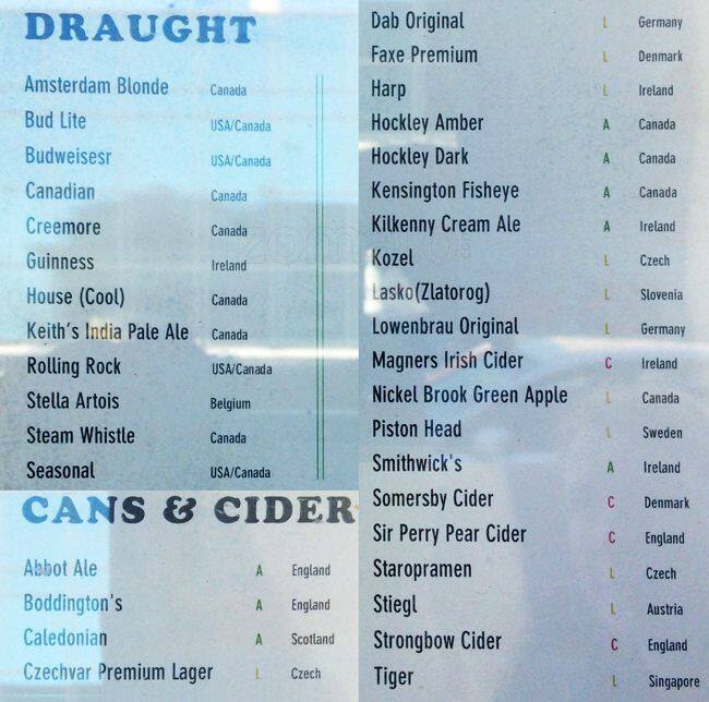 Beer Station menu