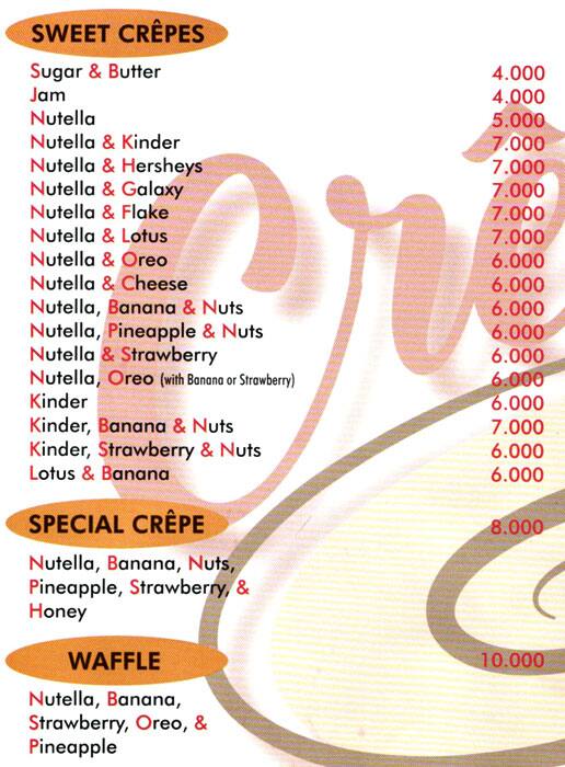 Crêpes Pierre menu