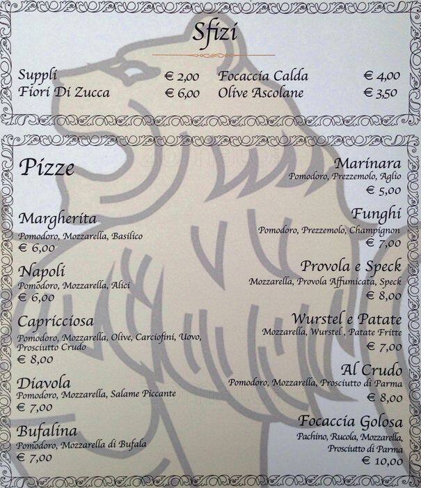 Menu di Chalet Villa Flaminia 