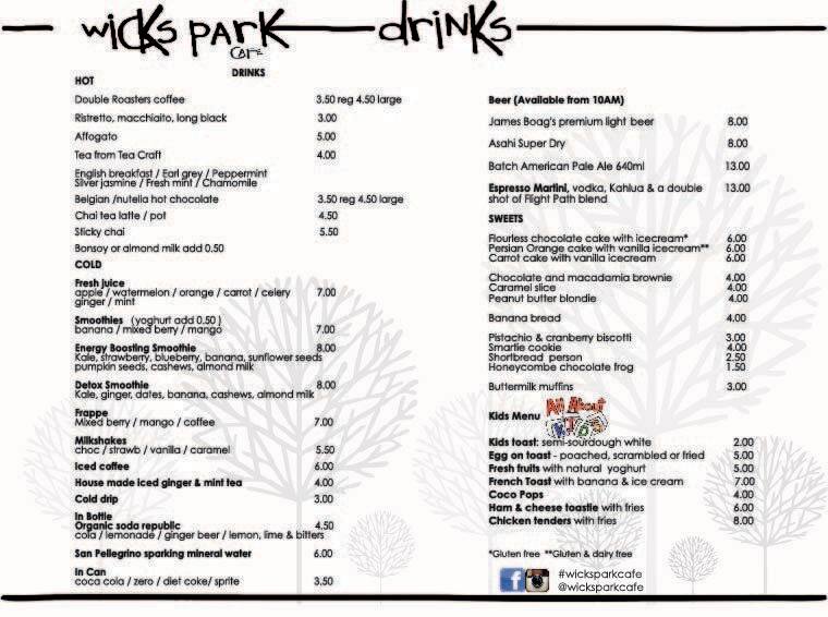 Wicks Park Cafe Menu, Menu for Wicks Park Cafe, Marrickville, Sydney ...