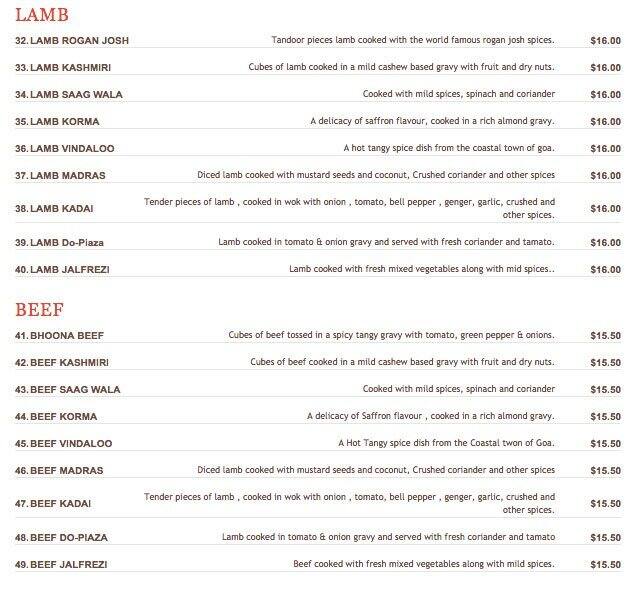 Coriander traditional Indian tandoori cuisine menu