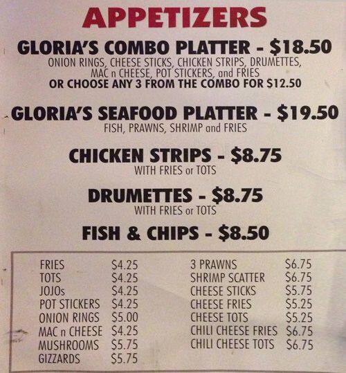 Gloria's Bar & Grill Menu Urbanspoon/Zomato