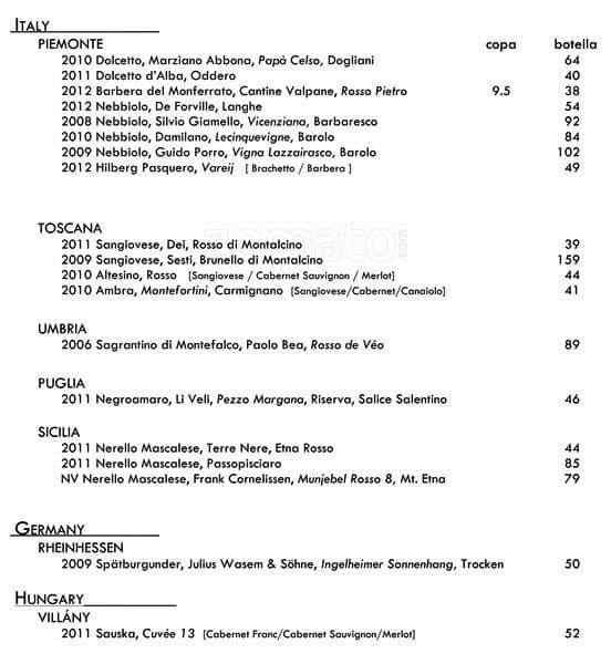 Menu at Barcelona Wine Bar, Boston, 525 Tremont St