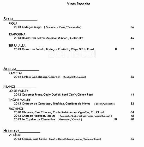 Menu at Barcelona Wine Bar, Boston, 525 Tremont St