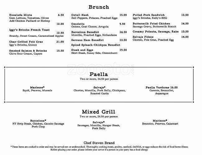 Menu at Barcelona Wine Bar, Boston, 525 Tremont St