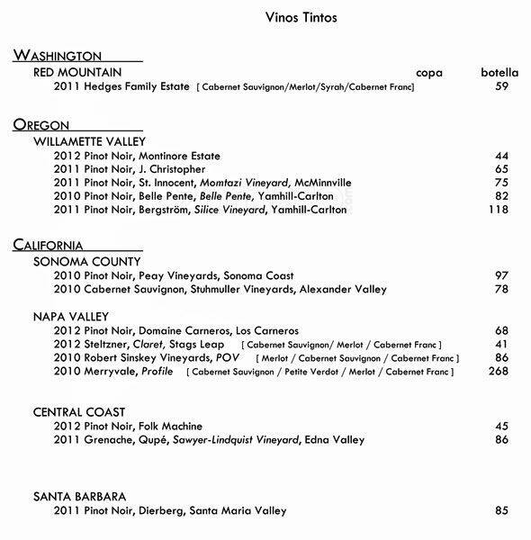 Menu at Barcelona Wine Bar, Boston, 525 Tremont St