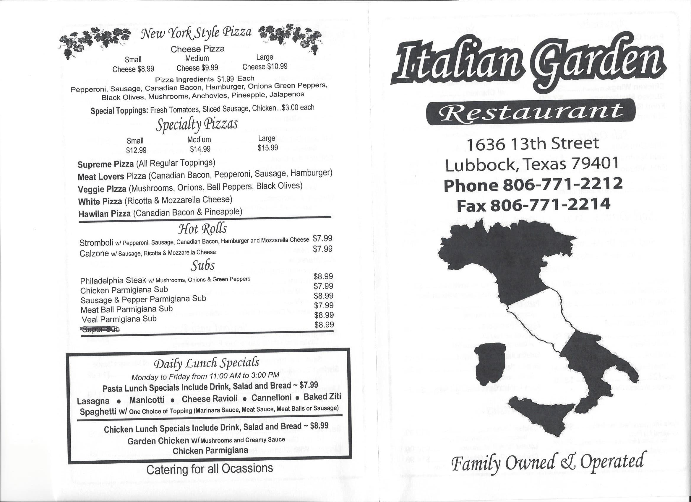 Italian Garden Restaurant Home Lubbock Texas Menu Prices Restaurant Reviews Facebook