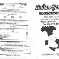 Italian Garden Menu Menu For Italian Garden Lubbock Lubbock
