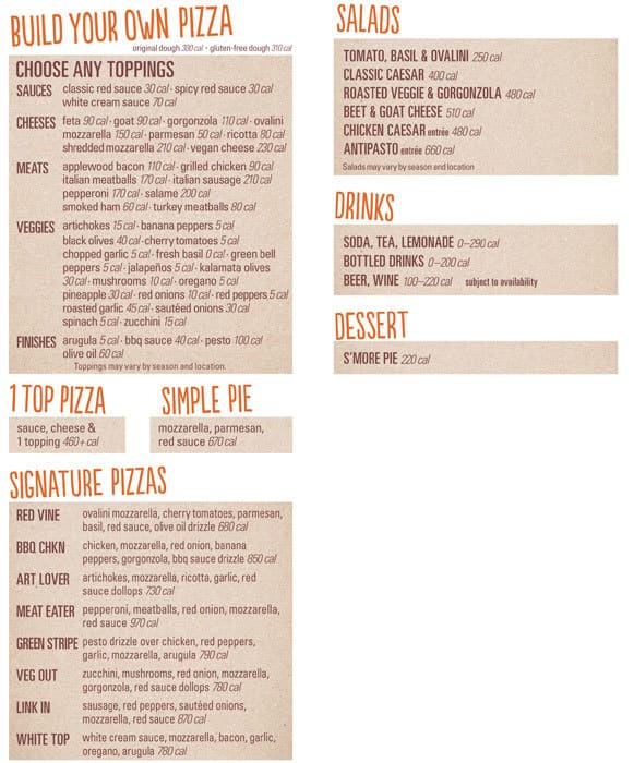 Blaze Pizza Menu, Menu for Blaze Pizza, Garden District, Toronto