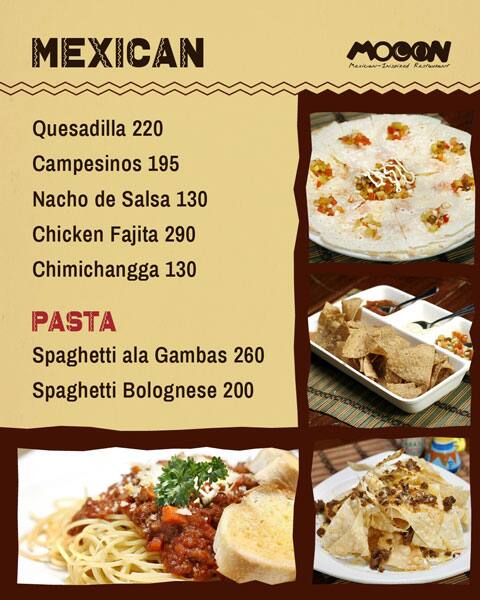 Menu Of Mooon Cafe Lahug Cebu City