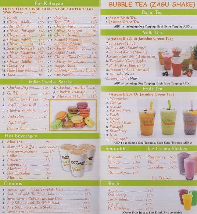 Bubble Trouble Menu, Menu for Bubble Trouble, Qusais, Dubai Zomato
