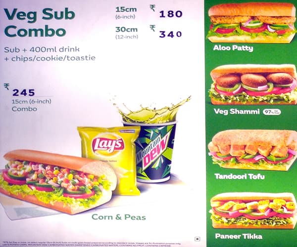 Subway menu