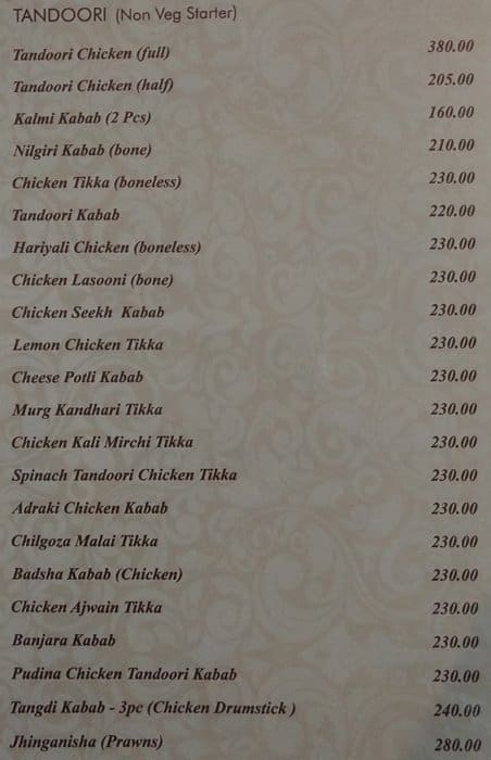 Dar-Bar menu