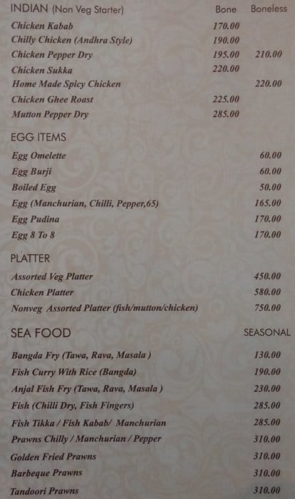Dar-Bar menu
