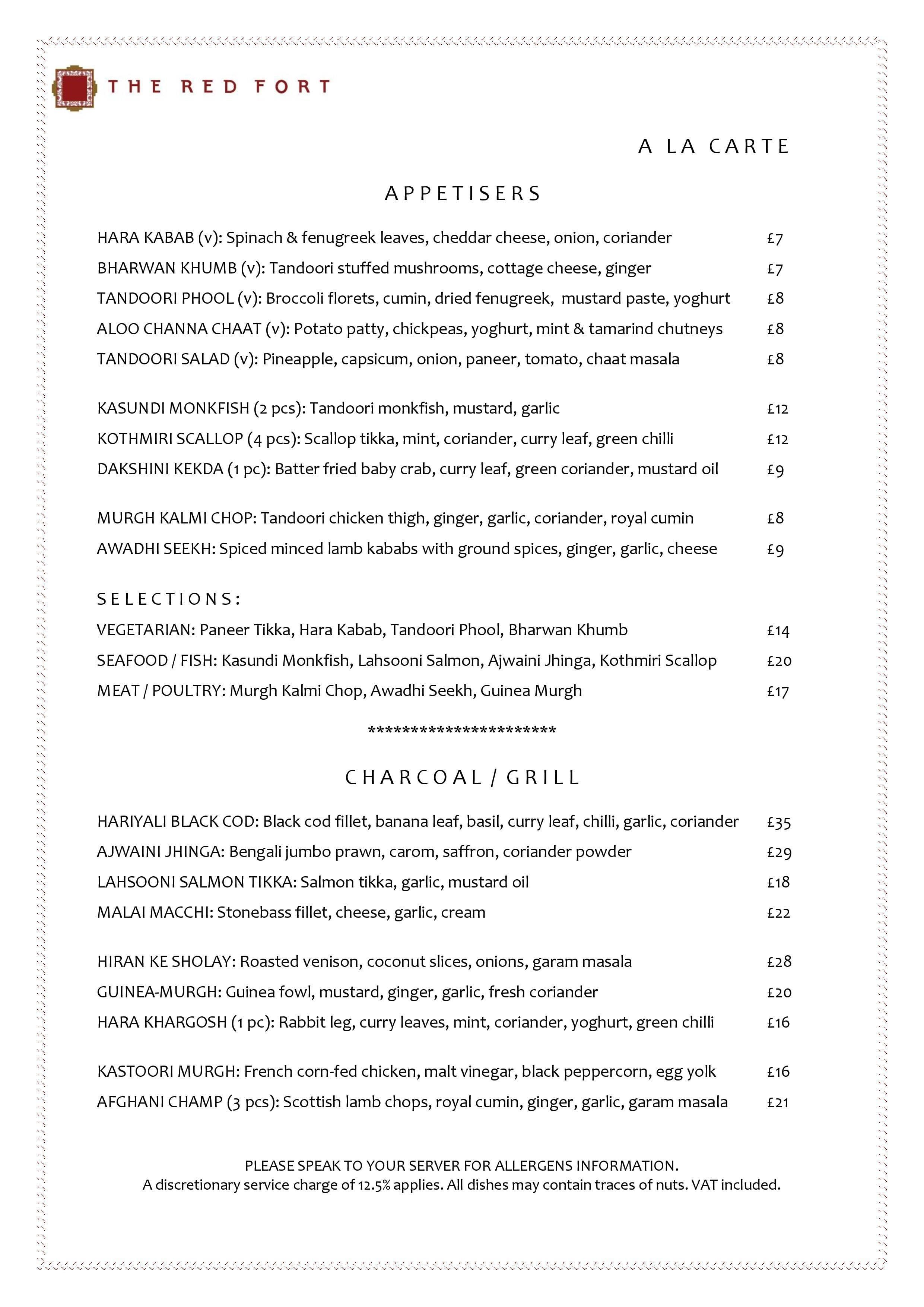 Zenna Bar menu