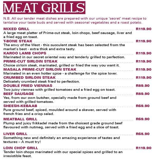 Wembley Road House Menu, Menu for Wembley Road House, Athlone, Cape