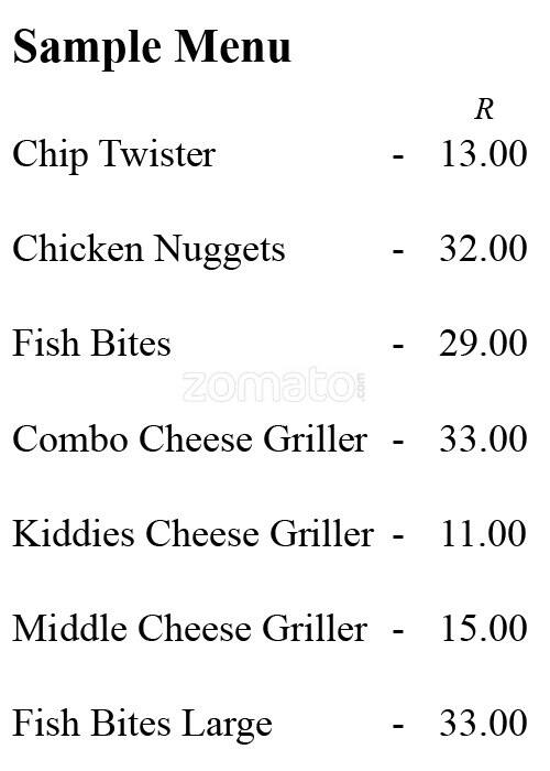 Sausage Zone menu