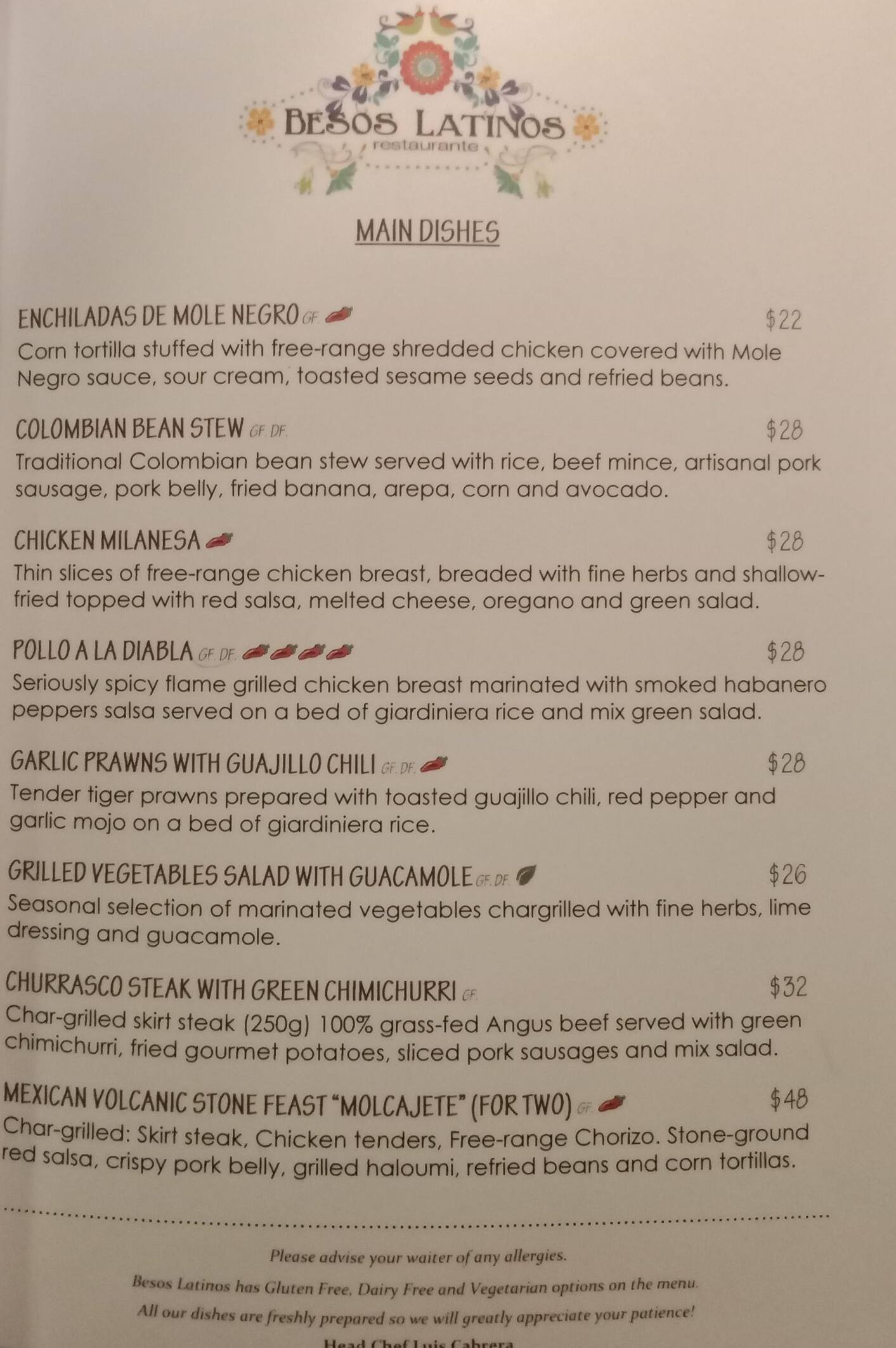 Menu at Ceviche Bar by Besos Latinos, Auckland, Wynyard Quarter H3/132