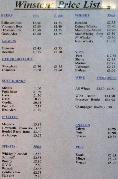 Winstons menu