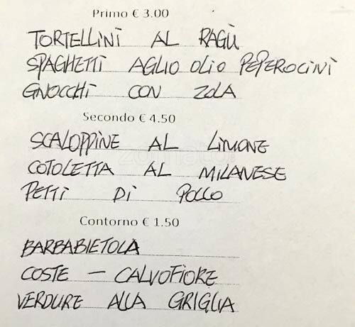 Menu di Bar Trattoria Pasolini 