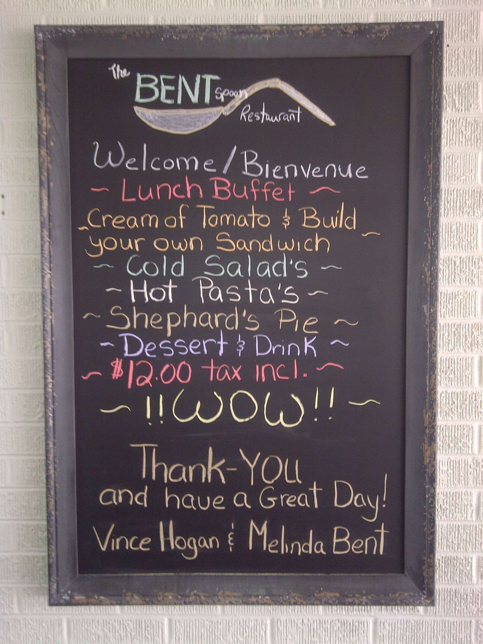 The Bent Spoon Menu, Menu for The Bent Spoon, Moncton, Moncton