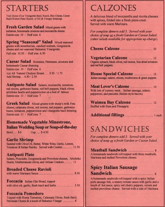 Frankie's Pizza & Pasta Menu Urbanspoon/Zomato