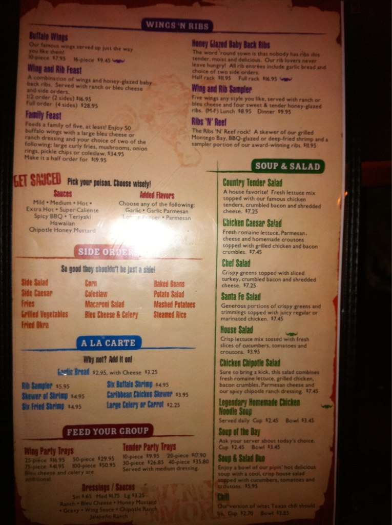 Menu at Wings N More pub & bar, Corpus Christi