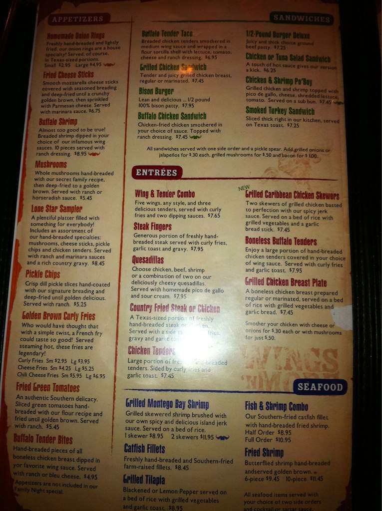 Menu at Wings N More pub & bar, Corpus Christi