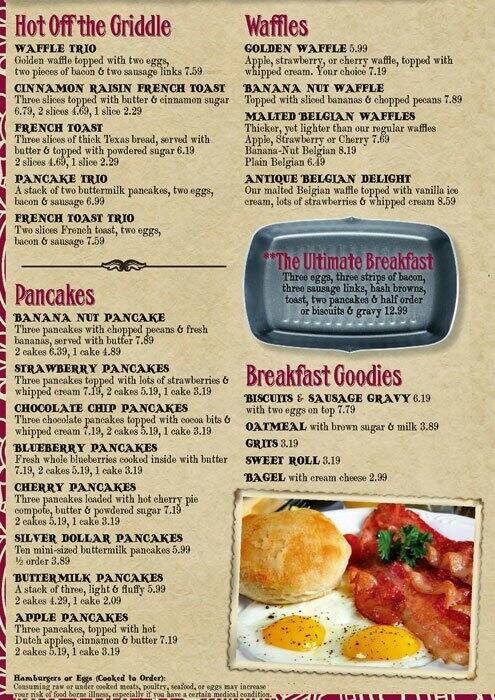 Antique Kitchen Family Restaurant Menu