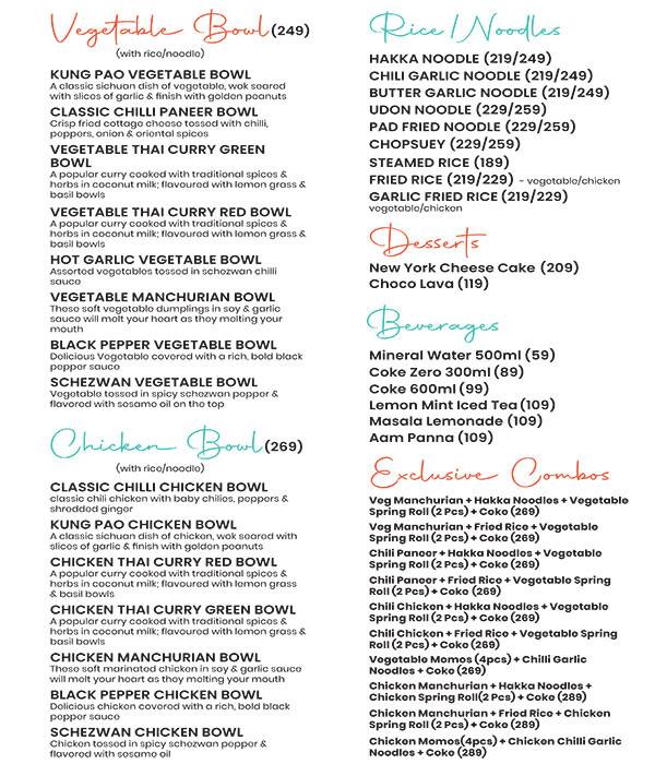 Hudson Chopsticks - Fresh Chinese menu