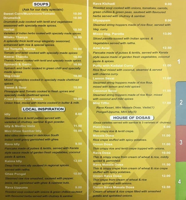 Saravana Bhavan Ilford Menu